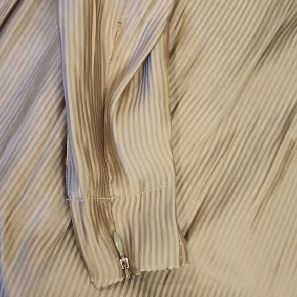 Veiled Collection Two Tone Tan Gold Stripe A Line Dress WWW - Picture 7 of 7